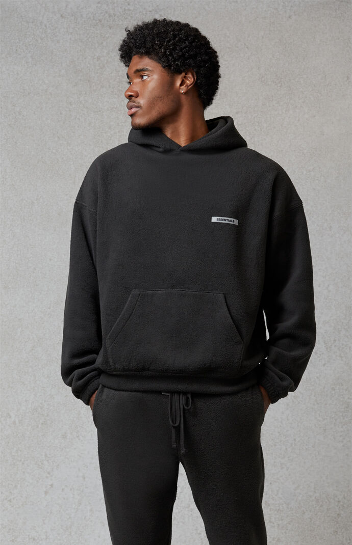Fear of God Essentials Black Polar Fleece Hoodie PacSun