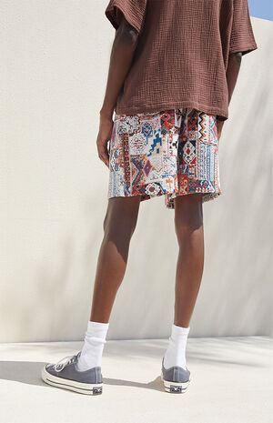 Multicolor Tapestry Twill Shorts image number 5