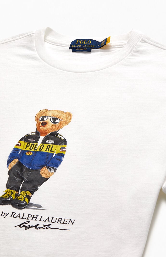 White Short Sleeve Polo Bear T-Shirt