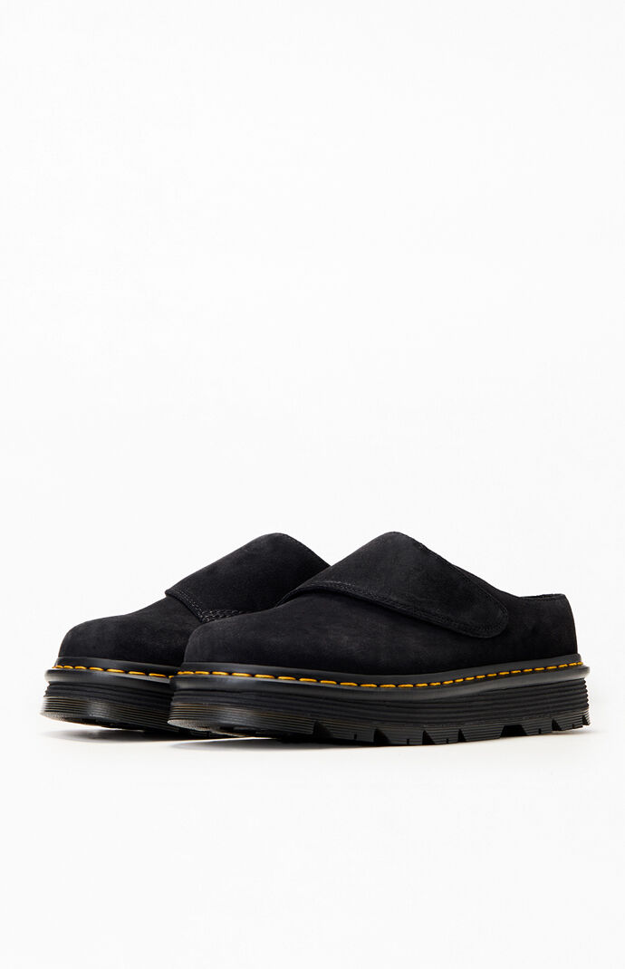 Dr Martens Black Zebzag Suede Anywair Platform Mules