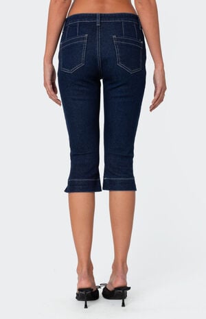 Contrast Stitch Capri Jeans image number 5