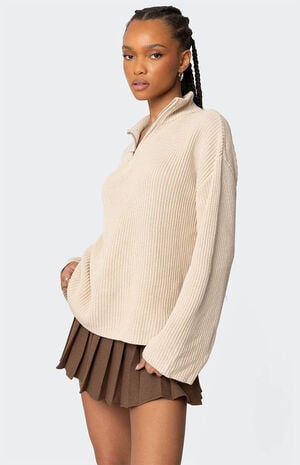 Amour High Neck Oversized Zip Sweater image number 3