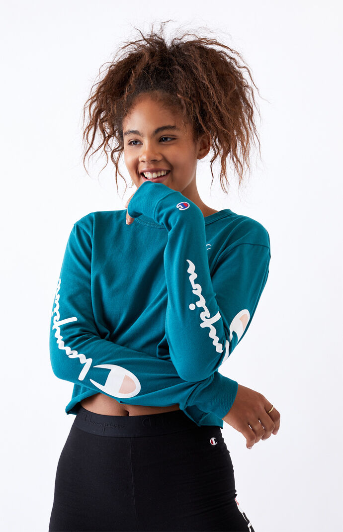 Jade Long Sleeve Boyfriend Crop T-Shirt