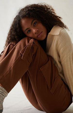 Comfort Stretch Brown Cargo Dad Pants image number 3