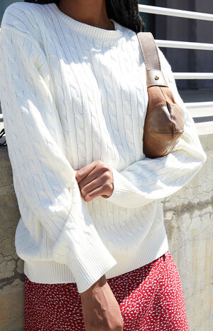 White Cable Knit Brianna Sweater image number 2
