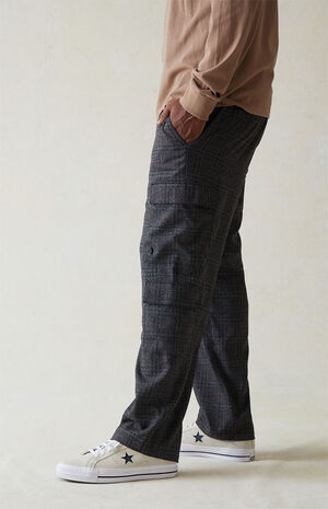 Stretch Plaid Cargo Trousers image number 4