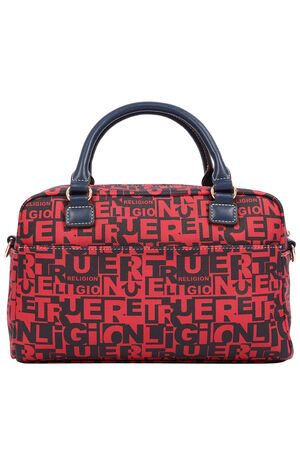 Red Multi Patch Graphic Satchel Bag image number 4