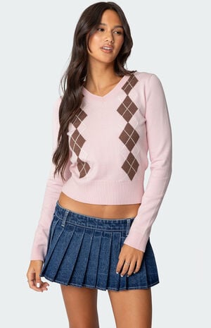 Argyle V Neck Knit Sweater image number 1