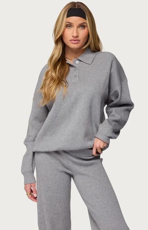 Lorie Oversized Knit Polo Sweater image number 2