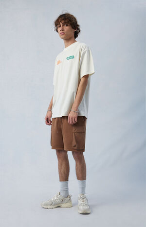 Fleece Brown Cargo Sweat Shorts image number 5