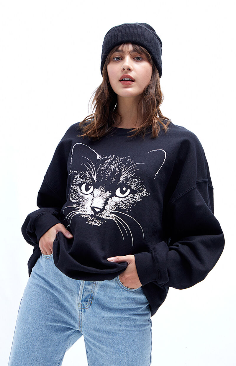 Black Cat Oversized Sweatshirt