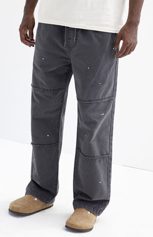 Baggy Canvas Paint Splatter Pants image number 4