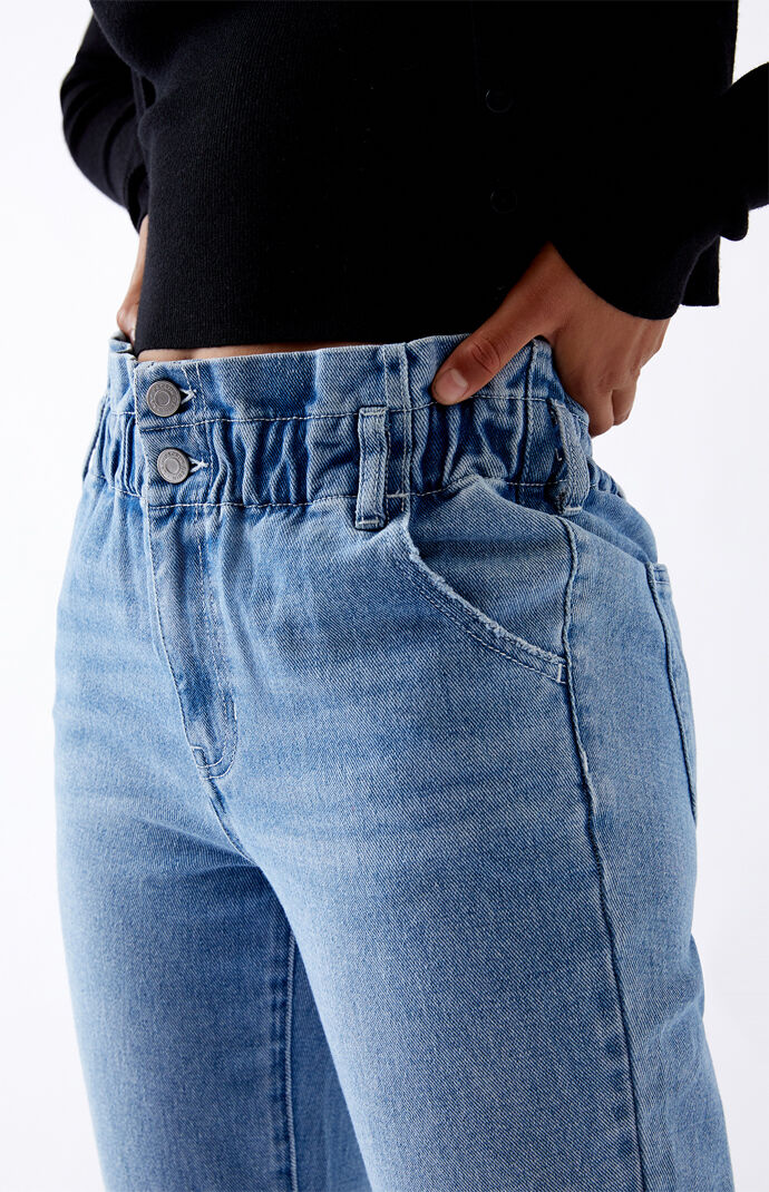 Iris Blue Paperbag Mom Jeans