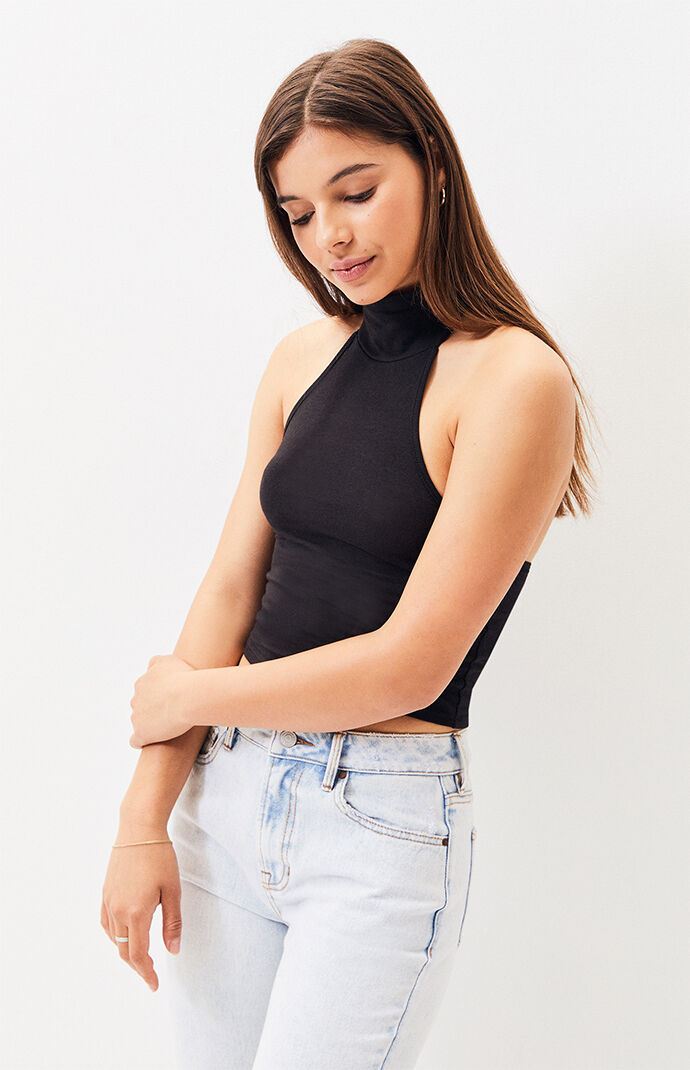 mock neck halter top