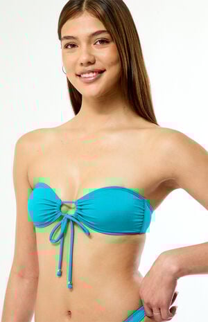 Blue Eliza Shine Bandeau Bikini Top image number 3