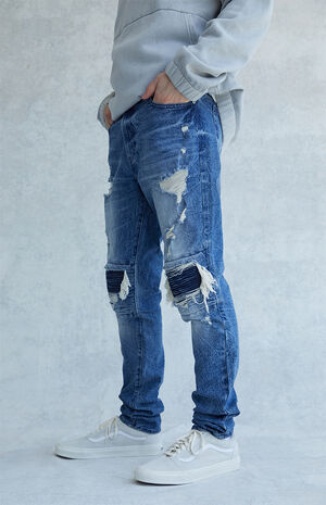PacSun Elliot Medium Indigo Stacked Skinny Jeans | PacSun