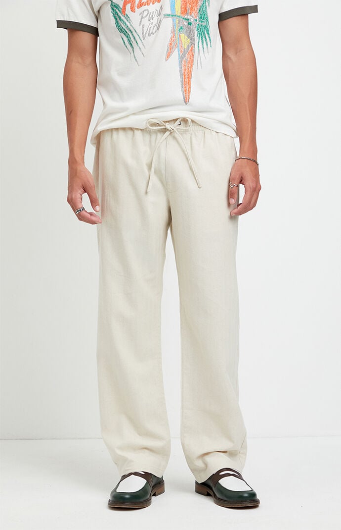 Pacsun Cream Straight Leg Linen Pants