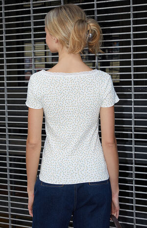 Floral Mckenna Pointelle Short Sleeve Top image number 3