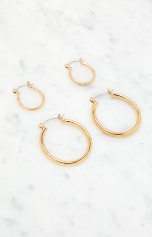 2 Pack Gold Hoop Earrings image number 2