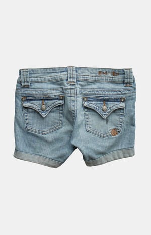 2000s Y2K Low Rise Micro Light Blue Jean Shorts image number 2