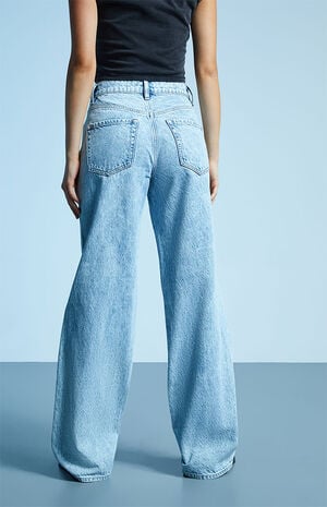 Eco Light Acid Blue High Waisted Baggy Jeans image number 4