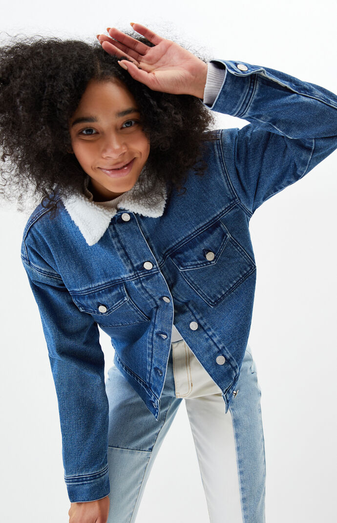 Pacsun denim sherpa jacket shop