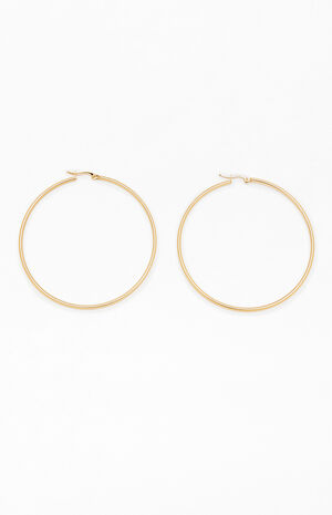 Gold Stainless Steel Basic Hoop Earrings image number 2