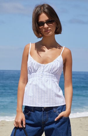 White Striped Tiffany Tank Top image number 2