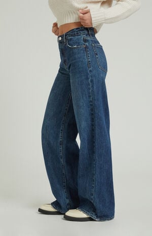 Jessie Dark Indigo High Waisted Baggy Jeans image number 3