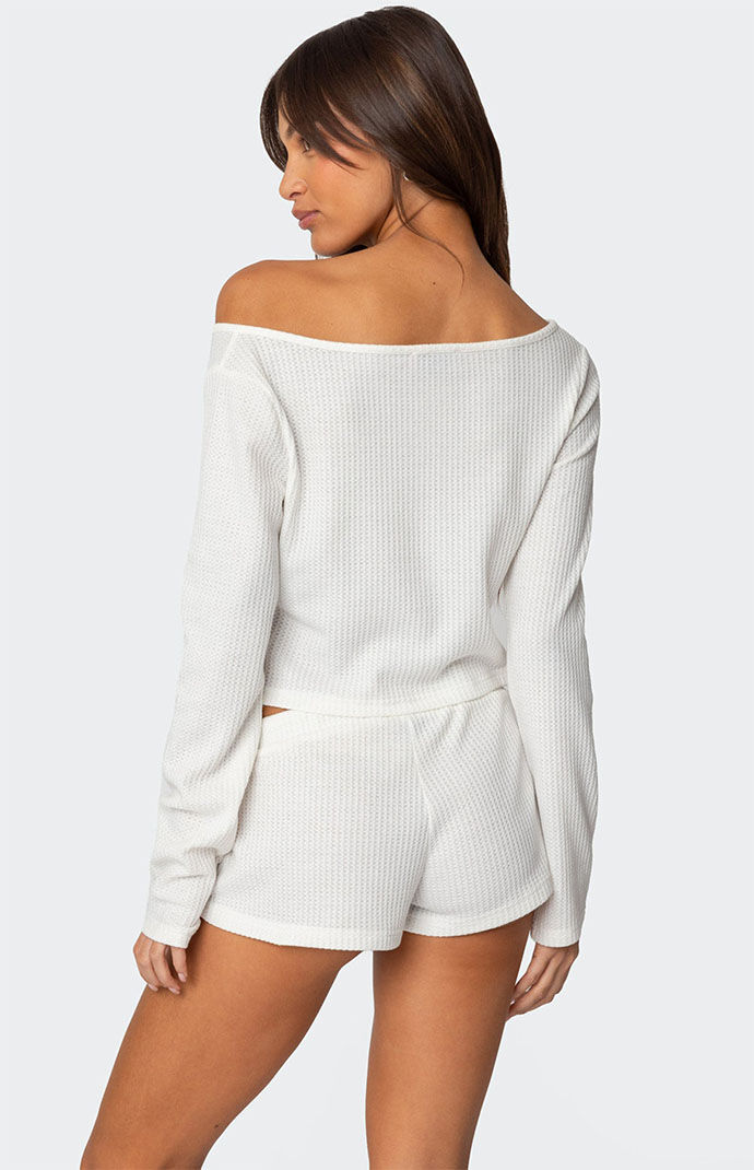トップス abeundmor EYELET WAFFLE TOPS Edikted Teddy Cropped Waffle Top | PacSun