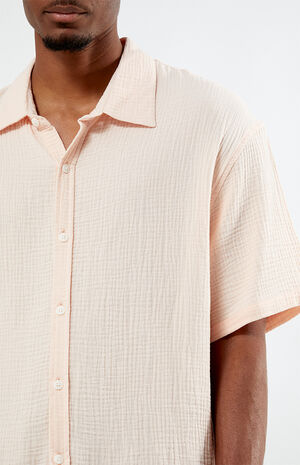 Pink Cropped Boxy Gauze Camp Shirt image number 2
