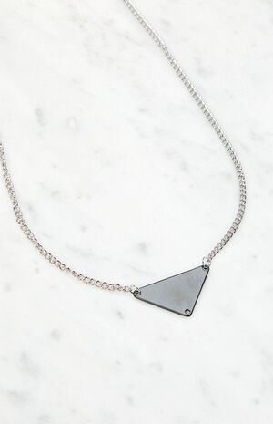 Silver Triangle Pendant Necklace image number 2