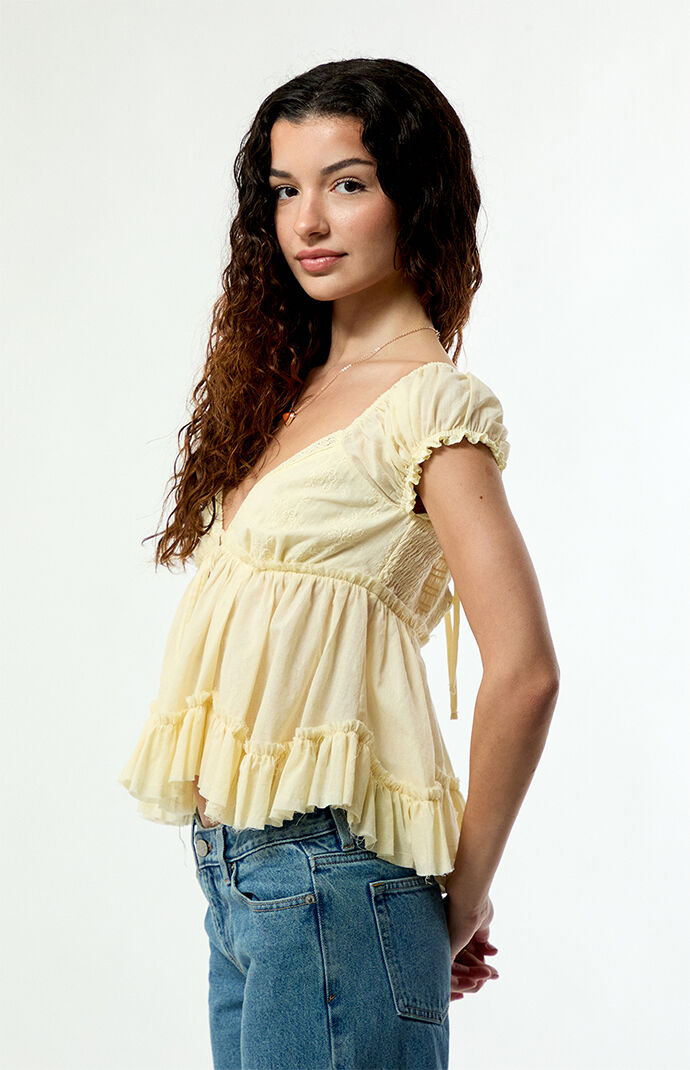 Your Favorite Ellie Lace Trim Button Front Top | Pacsun