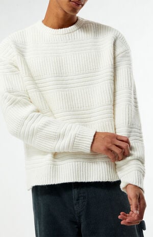 Cream Allan Jacquard Crew Neck Sweater image number 2