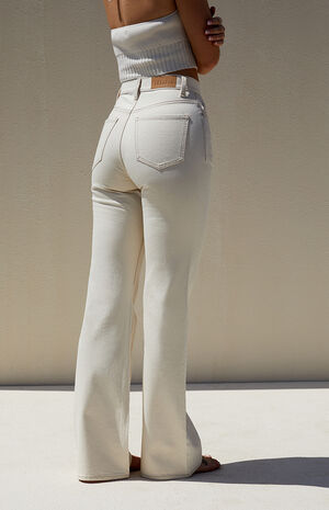 Eco Beige High Waisted Bootcut Jeans image number 4