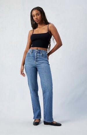 Stretch Dark Indigo Dad Jeans image number 1