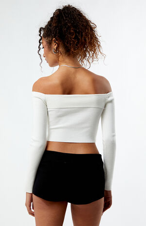 Off The Shoulder Tie Front Sweater image number 3
