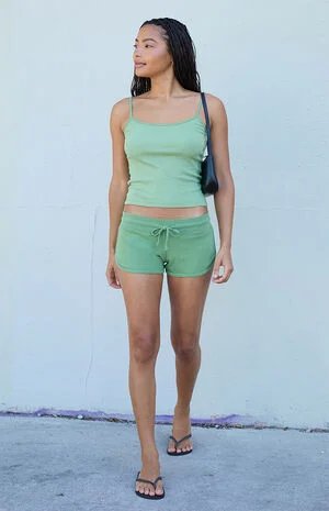 Green Marcie Curved Sweat Shorts image number 1