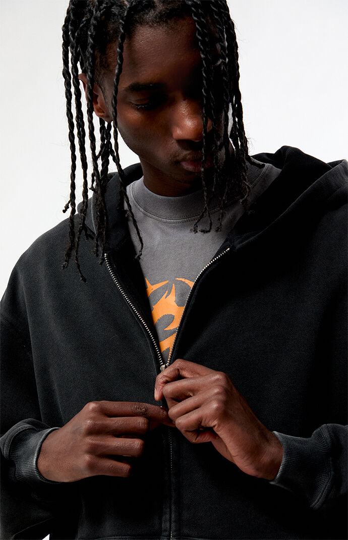 Pacsun Washed Black Full Zip Hoodie | Pacsun