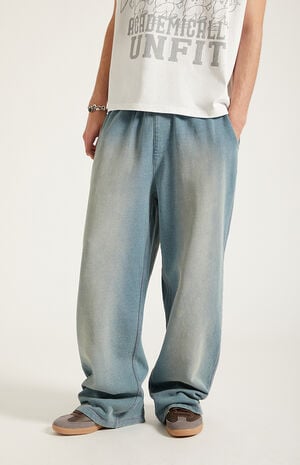 Blue Tinted Washed Fleece Extreme Baggy Sweatpants image number 2