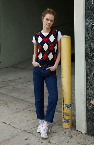 White & Red Riley Sweater Vest image number 1