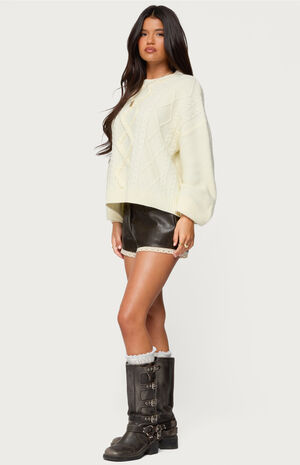 Braided Cable Knit Oversized Sweater image number 4