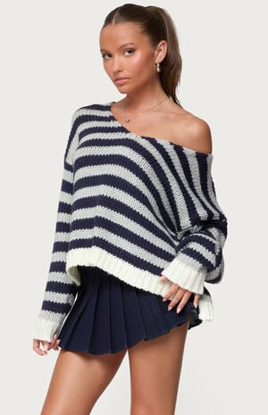 Eugenie Oversized Striped Knit Sweater image number 2