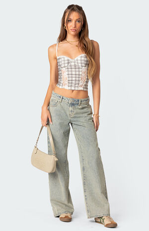 Plaid Printed Cupped Corset image number 2