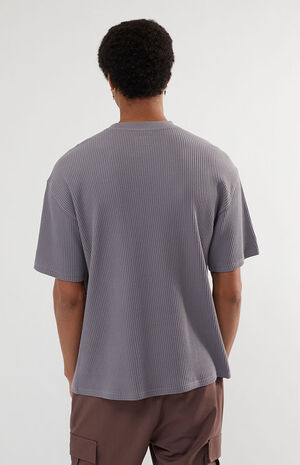 Gray Waffle Knit Boxy T-Shirt image number 3