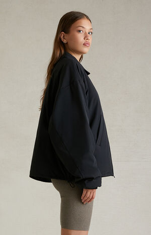Women's Black Shell Bomber Jacket image number 3
