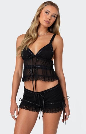 Marielle Sheer Ribbon Bow Tank Top image number 1