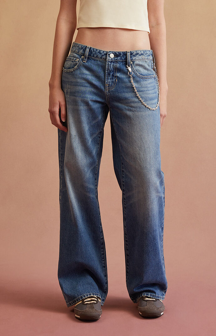 RARE DNM EDIT Medium Blue Low Rise Girlfriend Jeans