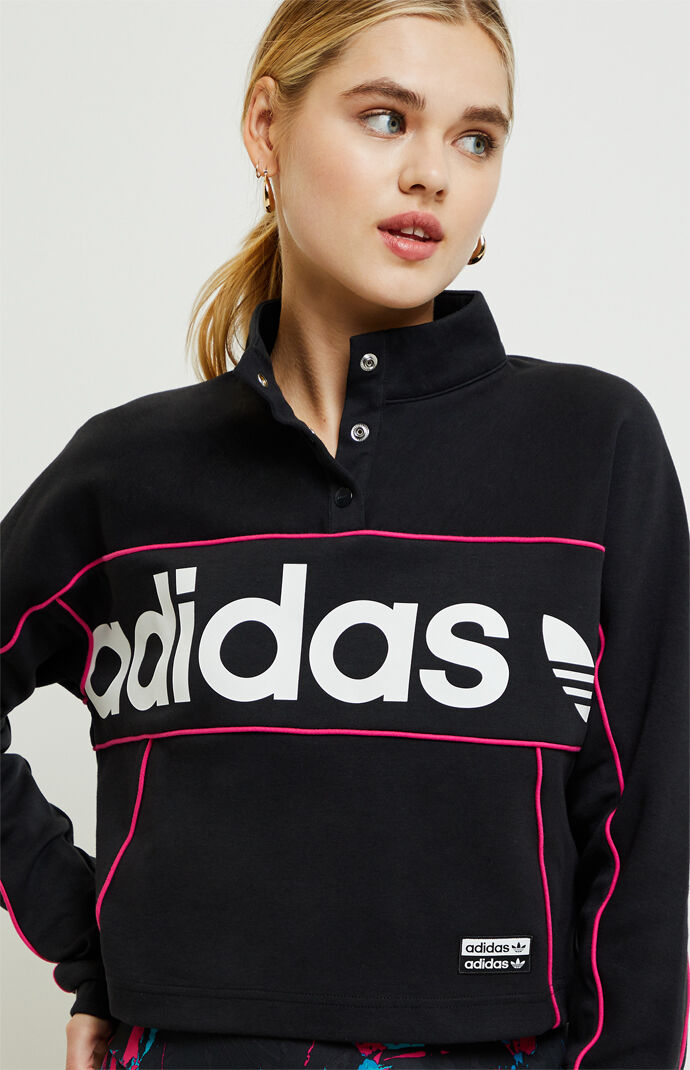 Big Logo Half Zip Crop Top