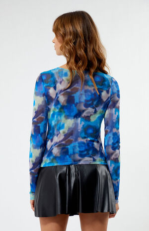 Blue Mesh Long Sleeve Top image number 4